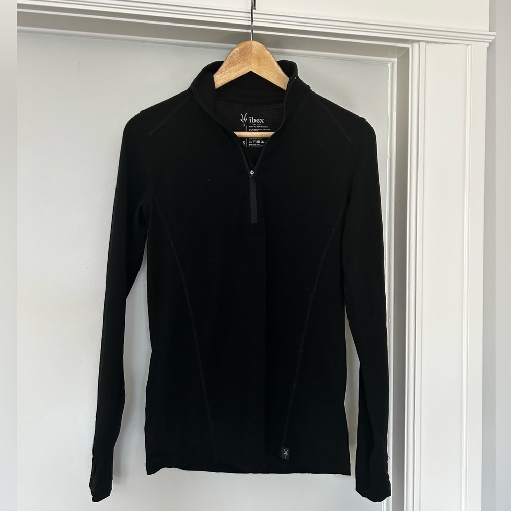 ibex Women's Woolies 1 (Pro) quarter zip, black, size S